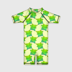 Дракон круглый летит, зеленый – Детский купальный костюм 3D с принтом купить