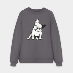 Мужской свитшот oversize без начеса хлопок Щенок французского бульдога вопросительный взгляд
