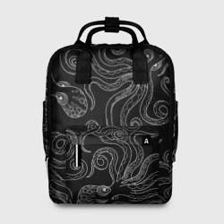 Женский рюкзак 3D Черные осьминоги в темноте