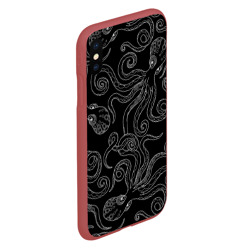 Чехол для iPhone XS Max матовый Черные осьминоги в темноте - фото 2