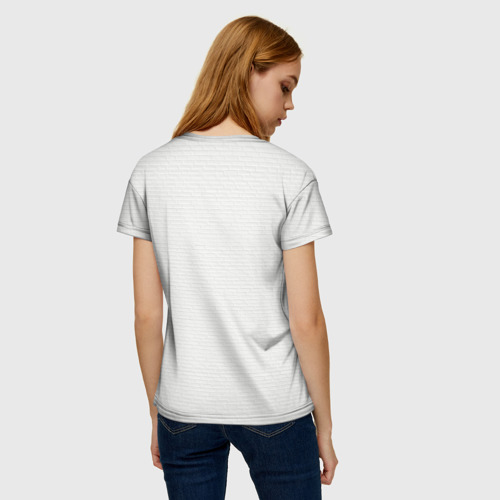 Женская футболка 3D с принтом Французский бульдог  текстура стены, вид сзади #2