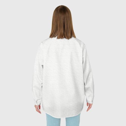Женская рубашка oversize 3D с принтом Французский бульдог  текстура стены, вид сзади #2