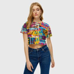 Женская футболка Crop-top 3D В стиле поп арт - фото 2