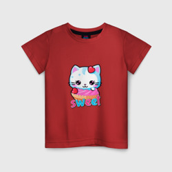 Детская футболка хлопок Котёнок и сладости