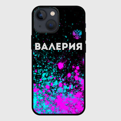 Чехол для iPhone 13 mini Валерия и неоновый герб России посередине