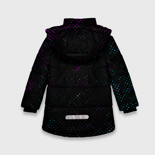 Зимняя куртка для девочек 3D Семен и неоновый герб России вертикально, цвет черный - фото 2