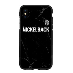 Чехол для iPhone XS Max матовый Nickelback glitch на темном фоне посередине
