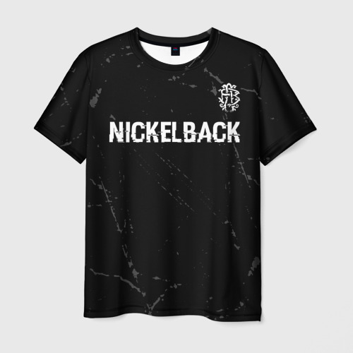 Мужская футболка 3D Nickelback glitch на темном фоне посередине, цвет 3D печать