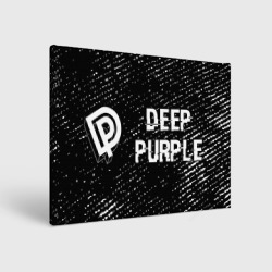 Холст прямоугольный Deep Purple glitch на темном фоне по-горизонтали