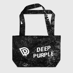 Пляжная сумка 3D Deep Purple glitch на темном фоне по-горизонтали