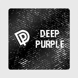 Магнит виниловый Квадрат Deep Purple glitch на темном фоне по-горизонтали