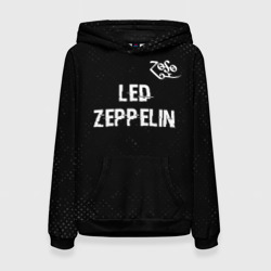 Женская толстовка 3D Led Zeppelin glitch на темном фоне посередине