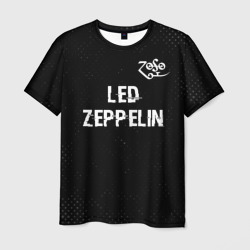 Мужская футболка 3D Led Zeppelin glitch на темном фоне посередине