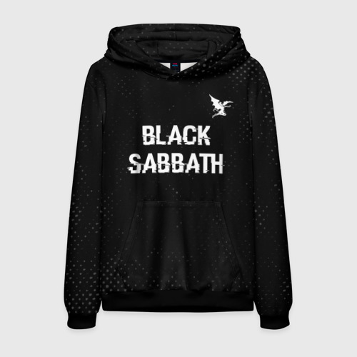 Мужская толстовка 3D Black Sabbath glitch на темном фоне посередине, цвет черный