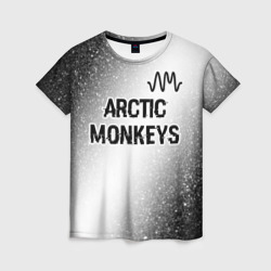 Женская футболка 3D Arctic Monkeys glitch на светлом фоне посередине