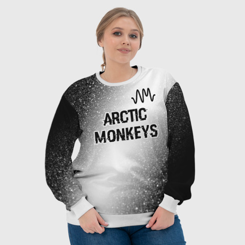 Женский свитшот 3D Arctic Monkeys glitch на светлом фоне посередине, цвет 3D печать - фото 6