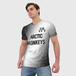 Мужская футболка 3D Arctic Monkeys glitch на светлом фоне посередине - фото 2