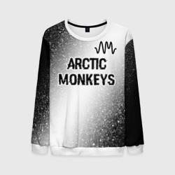 Мужской свитшот 3D Arctic Monkeys glitch на светлом фоне посередине