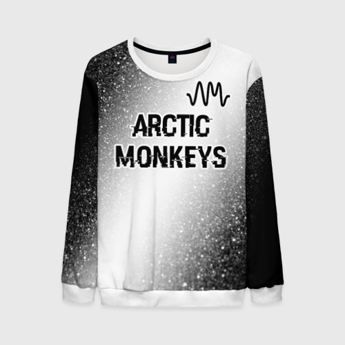 Мужской свитшот 3D Arctic Monkeys glitch на светлом фоне посередине, цвет белый