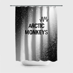 Штора 3D для ванной Arctic Monkeys glitch на светлом фоне посередине