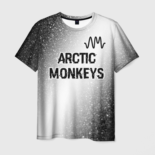 Мужская футболка 3D Arctic Monkeys glitch на светлом фоне посередине, цвет 3D печать