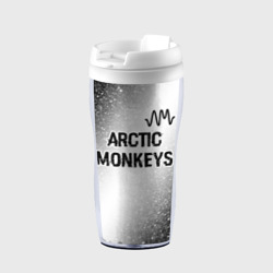 Термокружка-непроливайка Arctic Monkeys glitch на светлом фоне посередине