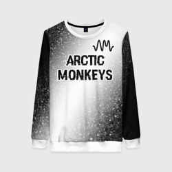 Женский свитшот 3D Arctic Monkeys glitch на светлом фоне посередине