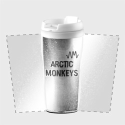 Термокружка-непроливайка Arctic Monkeys glitch на светлом фоне посередине - фото 2