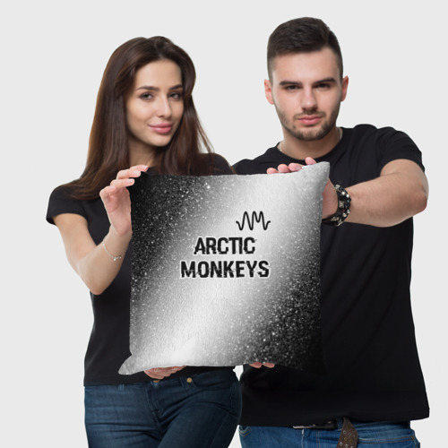 Подушка 3D Arctic Monkeys glitch на светлом фоне посередине - фото 3