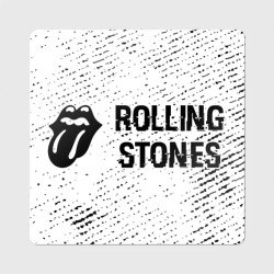 Магнит виниловый Квадрат Rolling Stones glitch на светлом фоне по-горизонтали