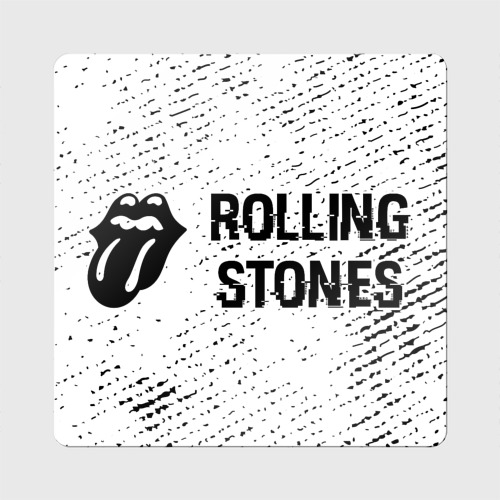 Магнит виниловый Квадрат Rolling Stones glitch на светлом фоне по-горизонтали