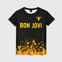 Женская футболка 3D Bon Jovi - gold gradient посередине