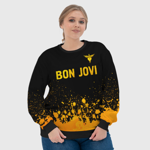 Женский свитшот 3D Bon Jovi - gold gradient посередине, цвет 3D печать - фото 6