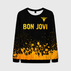 Мужской свитшот 3D Bon Jovi - gold gradient посередине