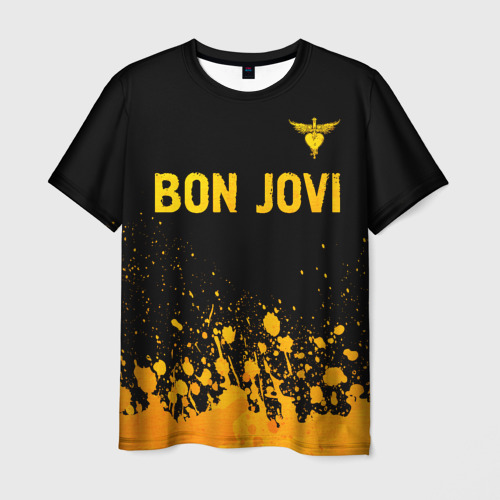 Мужская футболка 3D Bon Jovi - gold gradient посередине, цвет 3D печать