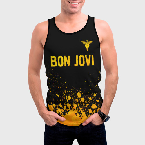 Мужская майка 3D Bon Jovi - gold gradient посередине, цвет 3D печать - фото 3