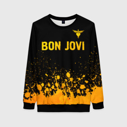 Женский свитшот 3D Bon Jovi - gold gradient посередине