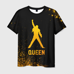 Мужская футболка 3D Queen - gold gradient