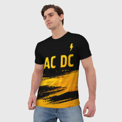 Мужская футболка 3D AC DC - gold gradient посередине - фото 2