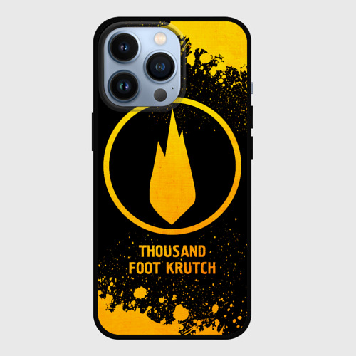 Чехол для iPhone 13 Pro с принтом Thousand Foot Krutch - gold gradient, вид спереди #2