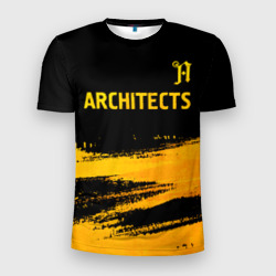 Мужская футболка 3D Slim Architects - gold gradient посередине