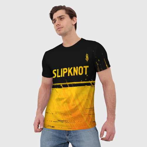 Мужская футболка 3D Slipknot - gold gradient посередине, цвет 3D печать - фото 3