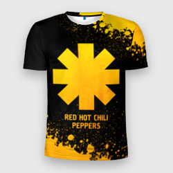 Мужская футболка 3D Slim Red Hot Chili Peppers - gold gradient