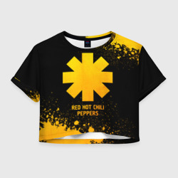 Женская футболка Crop-top 3D Red Hot Chili Peppers - gold gradient