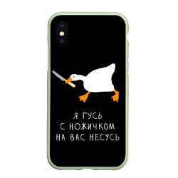 Чехол для iPhone XS Max матовый Гусь несется на вас 