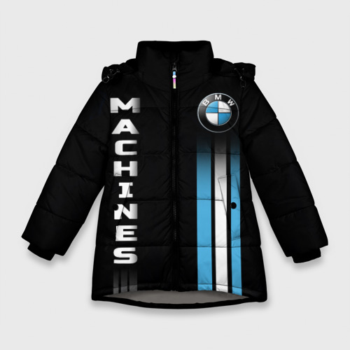 Зимняя куртка для девочек 3D с принтом BMW Premium, вид спереди #2
