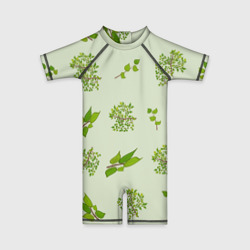 Веточки с зелеными листьями растение – Детский купальный костюм 3D с принтом купить