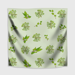 Скатерть с принтом Веточки с зелеными листьями растение для любого человека, вид спереди №2. Цвет основы: белый