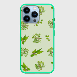 Веточки с зелеными листьями растение – Чехол для iPhone 14 Pro с принтом купить