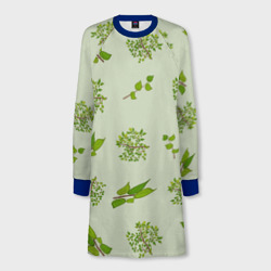 Веточки с зелеными листьями растение – Женское платье-свитшот 3D с принтом купить